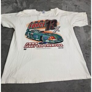Vintage 2004 John Force NHRA T Shirt Men's Size XL White